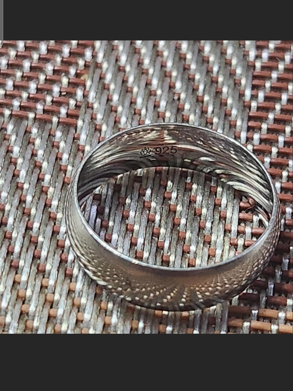Sterling Silver Textured Band Ring - 925